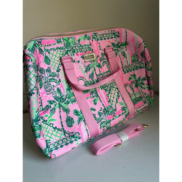Lilly Pulitzer Duffel bag Mandevilla Baby Always Worth It new pink blue 18”READ - Picture 2 of 9